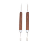 2PCS Coffee Art Pen Wooden Handle Stainless Steel Coffee Fancy Stitch Needle for DIY Decorating