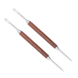 2PCS Coffee Art Pen Wooden Handle Stainless Steel Coffee Fancy Stitch Needle for DIY Decorating
