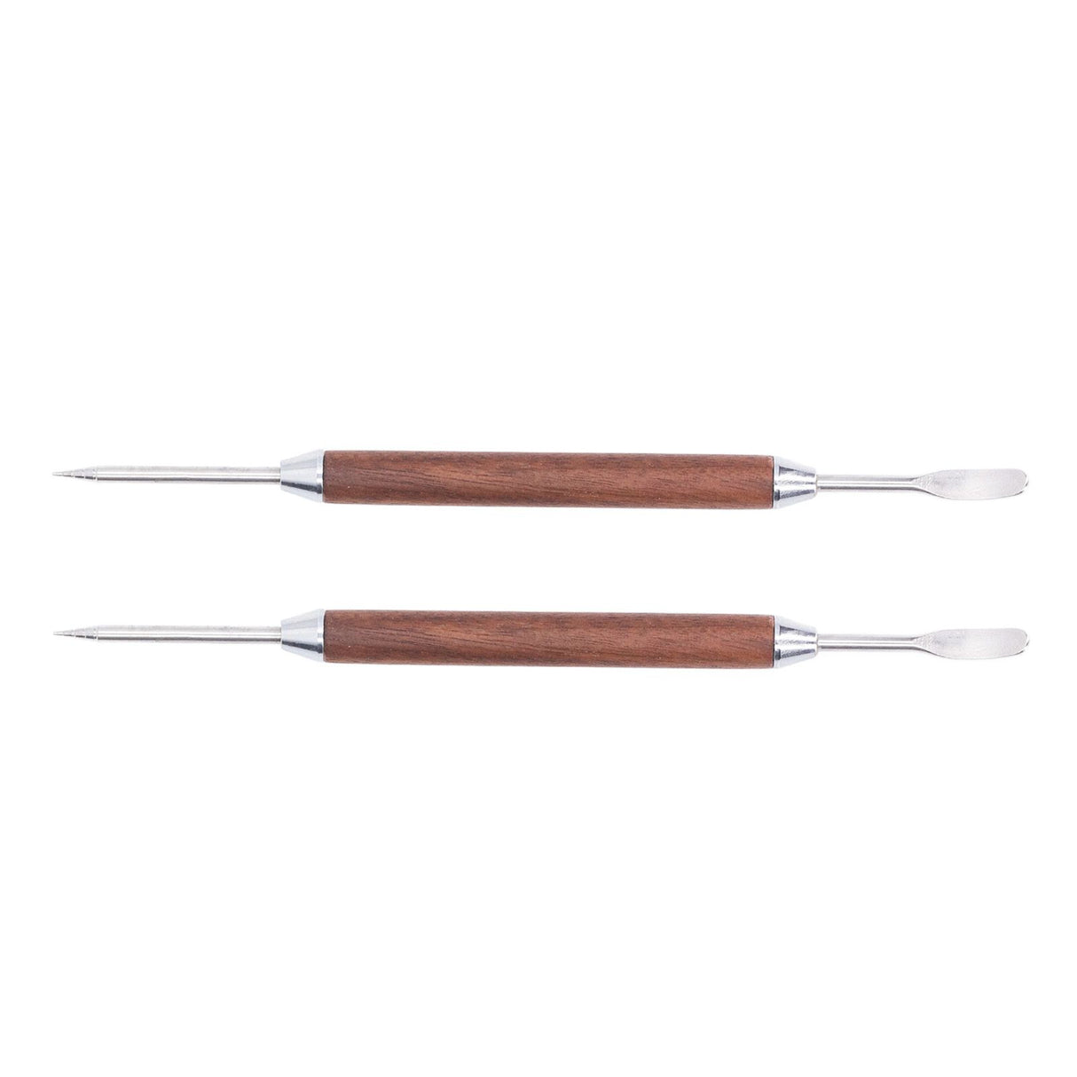 2PCS Coffee Art Pen Wooden Handle Stainless Steel Coffee Fancy Stitch Needle for DIY Decorating