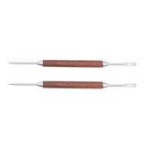 2PCS Coffee Art Pen Wooden Handle Stainless Steel Coffee Fancy Stitch Needle for DIY Decorating