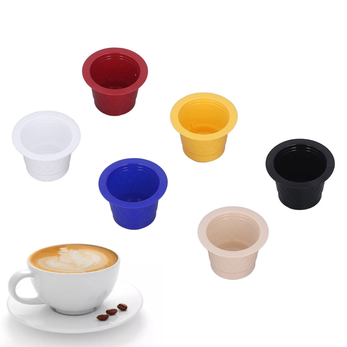 60pcs Refillable Disposable Coffee Capsule Cup Bottom Sealing Aluminum Film Plastic Coffee Filters for Home