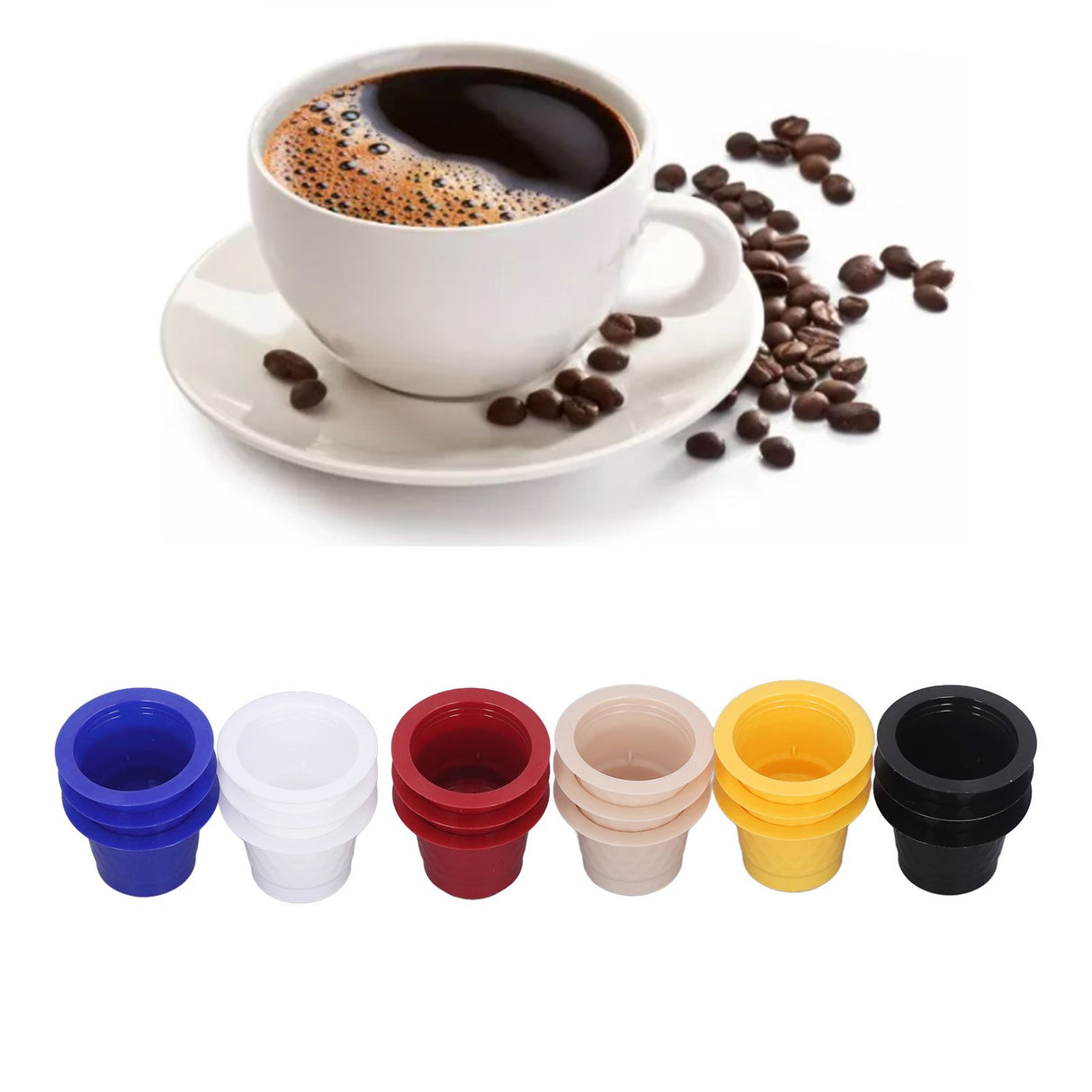 60pcs Refillable Disposable Coffee Capsule Cup Bottom Sealing Aluminum Film Plastic Coffee Filters for Home
