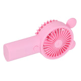 Handheld Fan Plastic USB Battery Dual Drive Built in Lithium Battery Mini Desk Fan for Summer Pink - Side View
