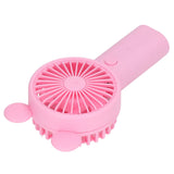 Handheld Fan Plastic USB Battery Dual Drive Built in Lithium Battery Mini Desk Fan for Summer Pink