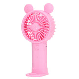Handheld Fan Plastic USB Battery Dual Drive Built in Lithium Battery Mini Desk Fan for Summer Pink