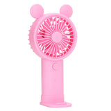 Handheld Fan Plastic USB Battery Dual Drive Built in Lithium Battery Mini Desk Fan for Summer Pink - Extra Image