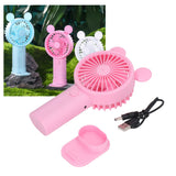 Handheld Fan Plastic USB Battery Dual Drive Built in Lithium Battery Mini Desk Fan for Summer Pink - Extra Image