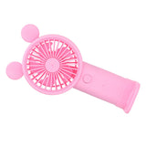 Handheld Fan Plastic USB Battery Dual Drive Built in Lithium Battery Mini Desk Fan for Summer Pink