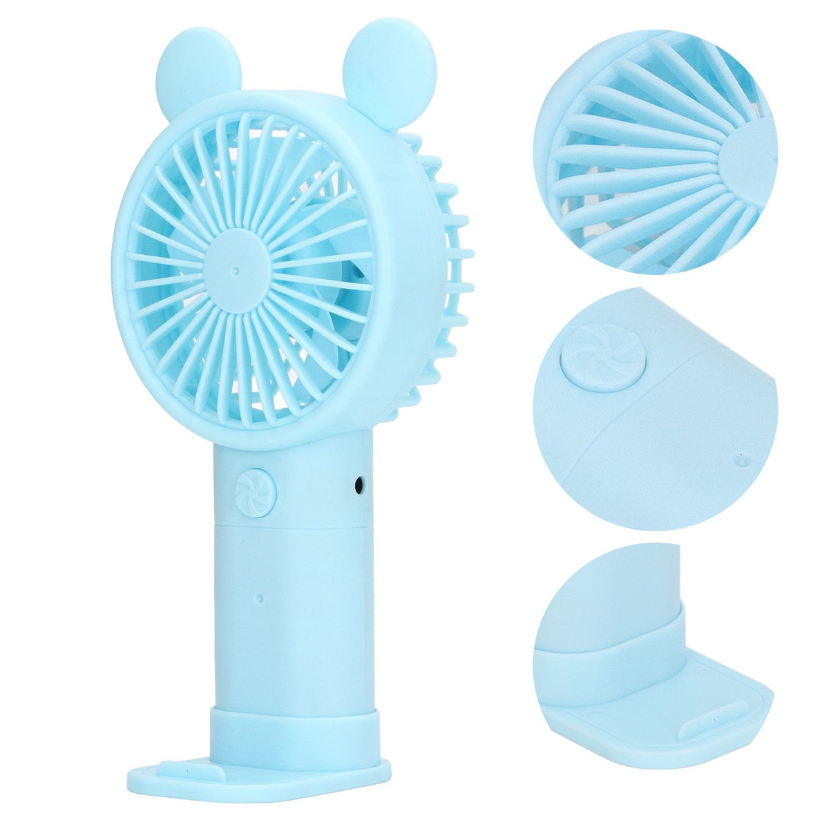 Mini Handheld Fan USB 1200mAh Battery Dual Drive Portable Handheld Fan Electric Small Fan Blue