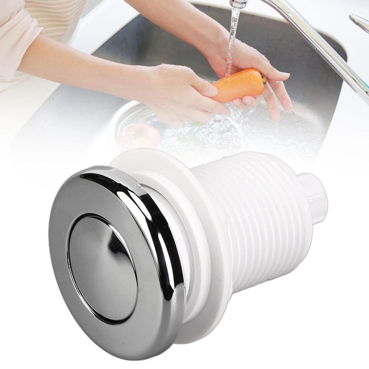 Garbage Disposal Sink Top Air Pressure Start Button Waterproof Pushbutton Switch for Bathtubs Swimming Pools