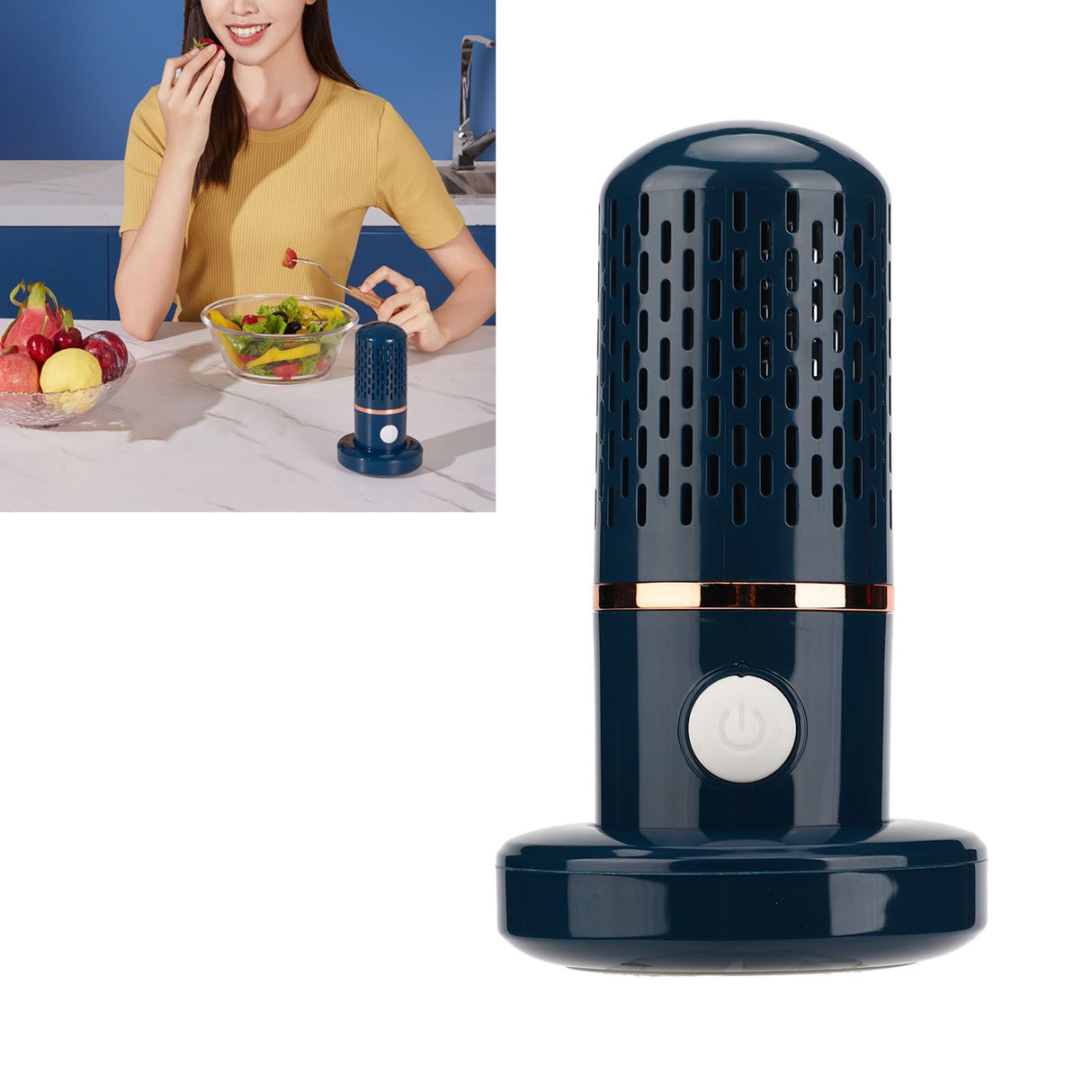Vegetable Washing Machine Multifunction Wireless USB Charging Auto Capsule Fruit Purifier for Kitchen Blue