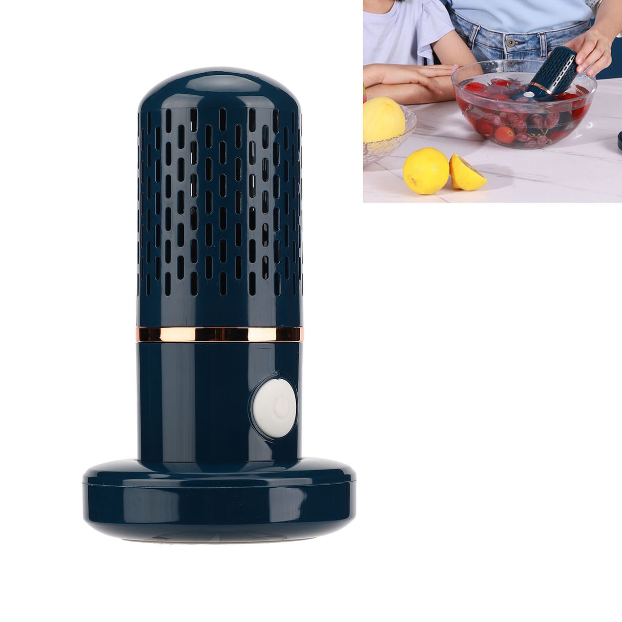 Vegetable Washing Machine Multifunction Wireless USB Charging Auto Capsule Fruit Purifier for Kitchen Blue