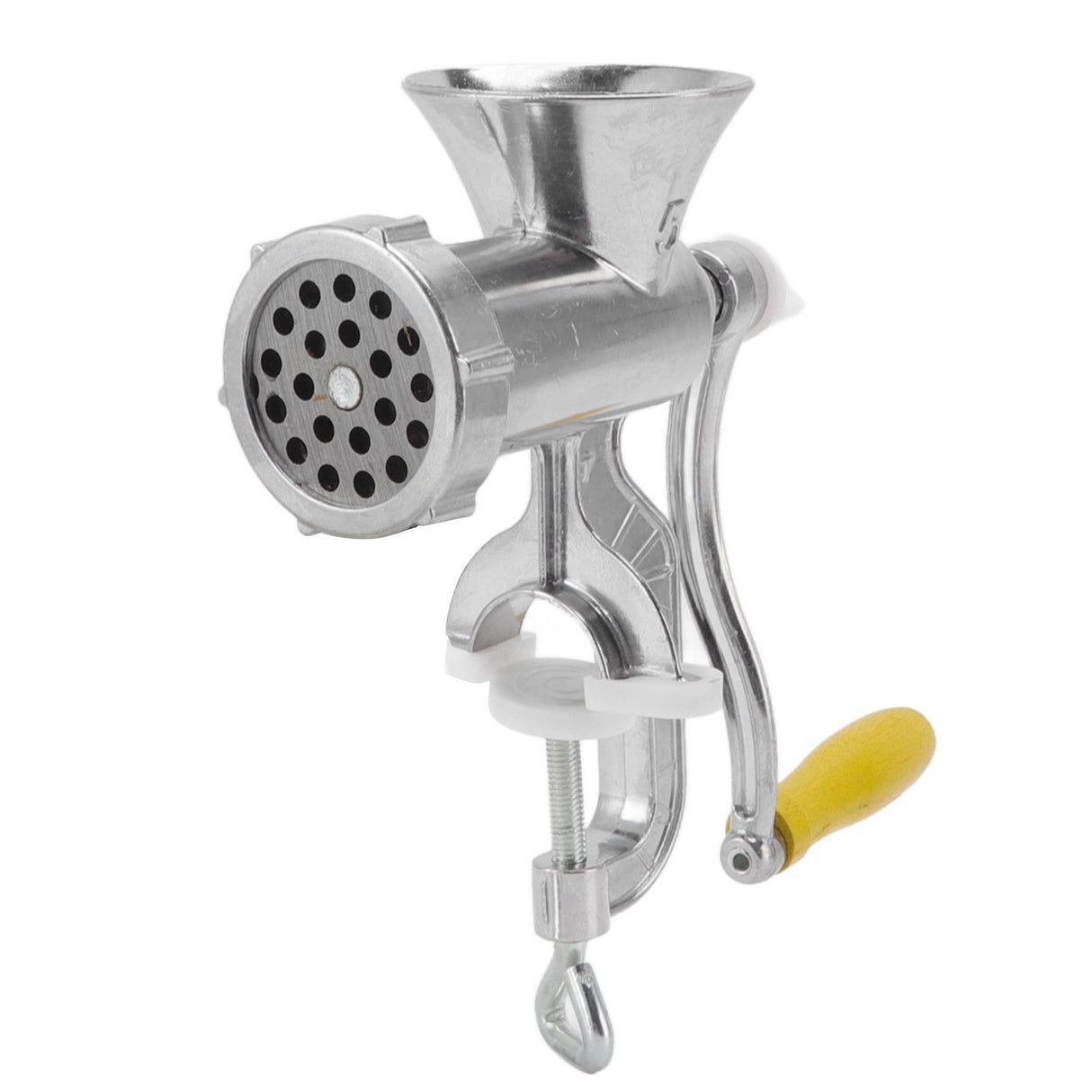 Meat Grinder Small Aluminum Alloy Composite Wood Incisive Blade Silver Manual Meat Stuffer Sausage Maker for Beef Pork