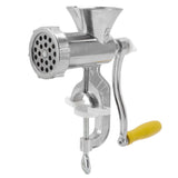Meat Grinder Small Aluminum Alloy Composite Wood Incisive Blade Silver Manual Meat Stuffer Sausage Maker for Beef Pork - Side View