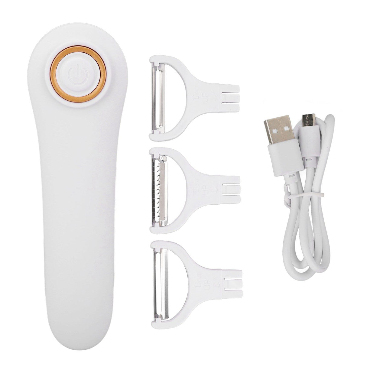Electric Peeler Handheld USB Rechargeable Fruit Vegetables Peeler with 3 Cutter Heads for Home