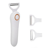 Electric Peeler Handheld USB Rechargeable Fruit Vegetables Peeler with 3 Cutter Heads for Home
