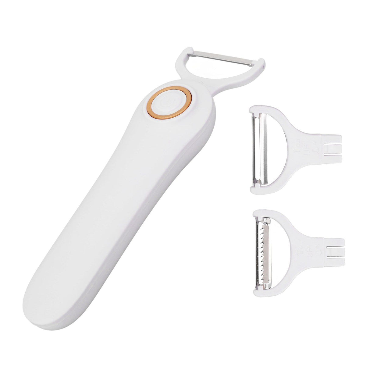 Electric Peeler Handheld USB Rechargeable Fruit Vegetables Peeler with 3 Cutter Heads for Home