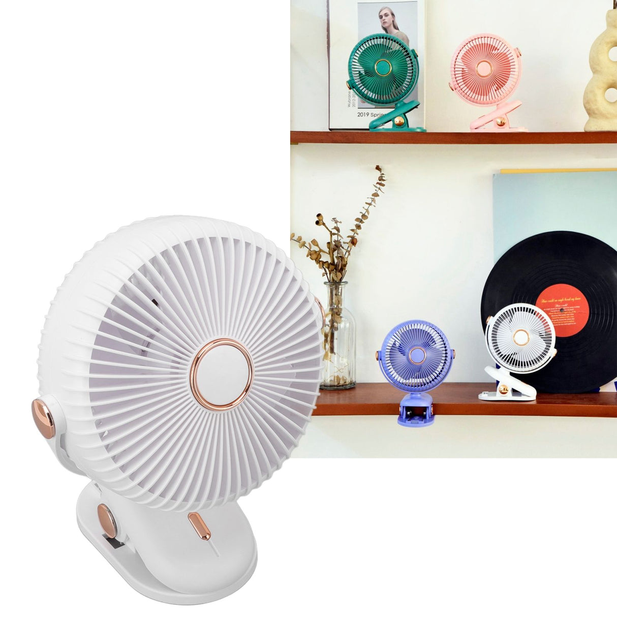 Desk Clip On Fan 3 Wind Speed Safe Design Compact Portable Desktop Fan Clip On Fan for Home Dorm Stroller White