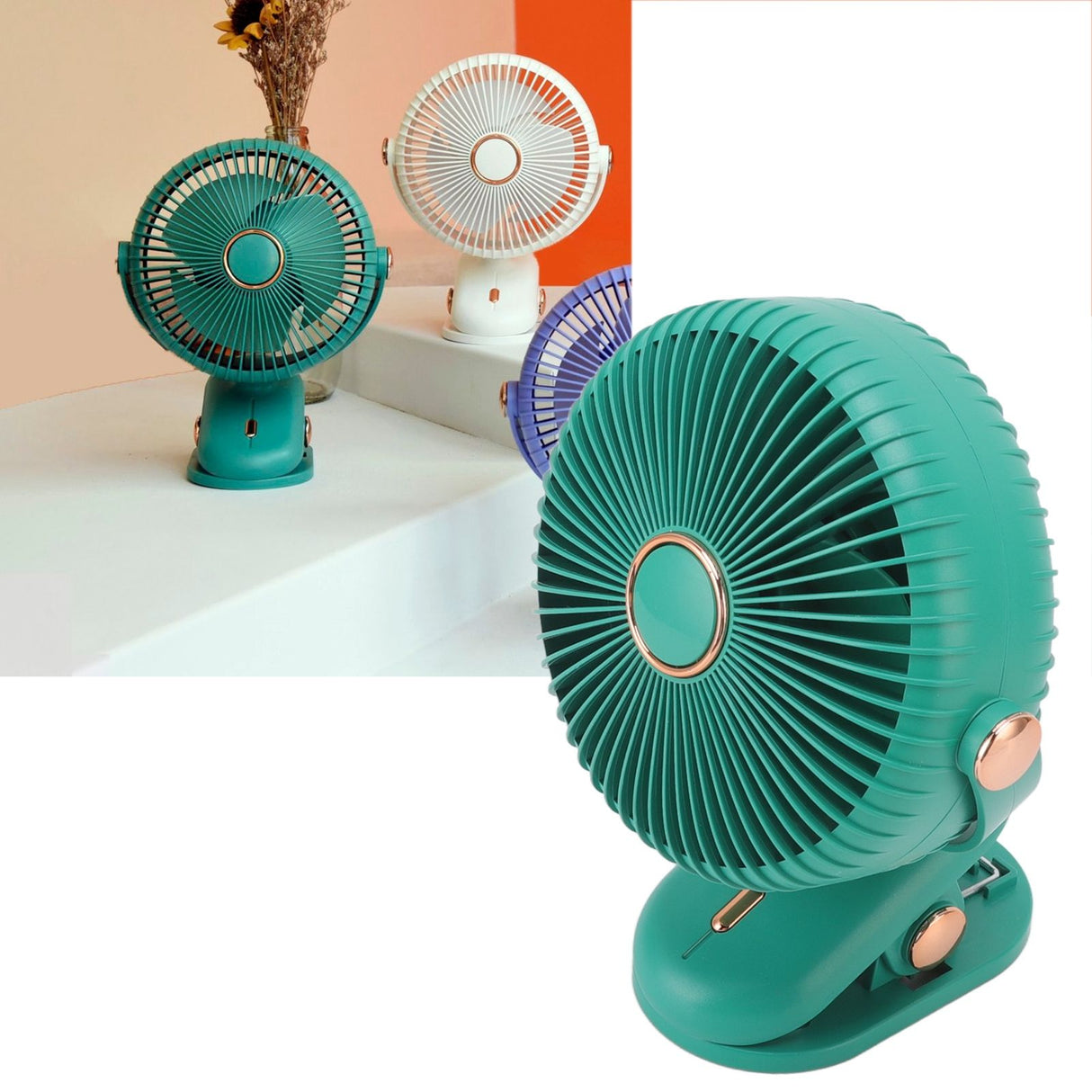 Desk Clip On Fan 3 Wind Speed Safe Design Compact Portable Desktop Fan Clip On Fan for Home Dorm Stroller Green