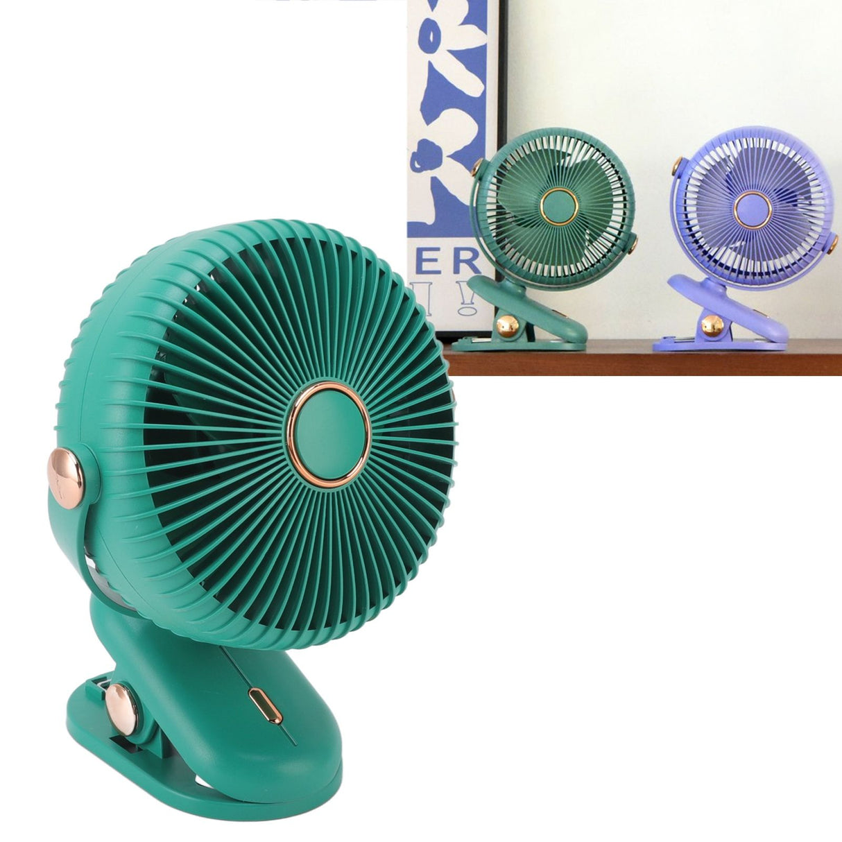 Desk Clip On Fan 3 Wind Speed Safe Design Compact Portable Desktop Fan Clip On Fan for Home Dorm Stroller Green