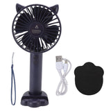 Hand Held Fan Portable USB Rechargeable Cute 3 Speed Wind Regulable ABS PC Battery Operated Fan for Travel Dark Blue