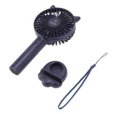 Hand Held Fan Portable USB Rechargeable Cute 3 Speed Wind Regulable ABS PC Battery Operated Fan for Travel Dark Blue - Close-Up Angle