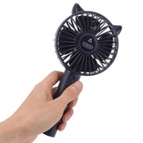 Hand Held Fan Portable USB Rechargeable Cute 3 Speed Wind Regulable ABS PC Battery Operated Fan for Travel Dark Blue - Low Angle