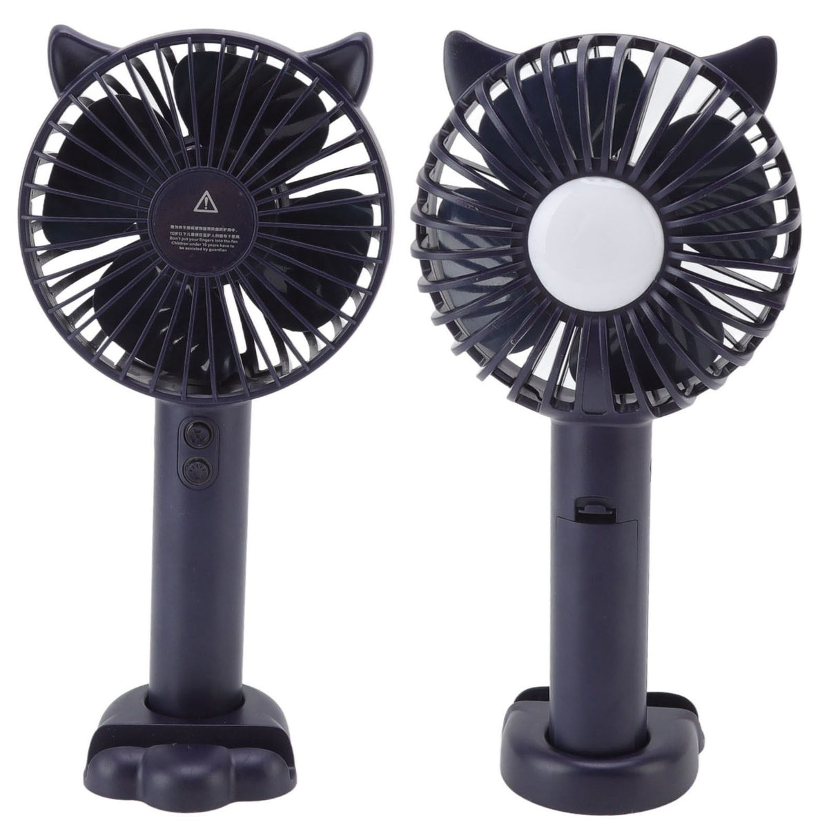 Hand Held Fan Portable USB Rechargeable Cute 3 Speed Wind Regulable ABS PC Battery Operated Fan for Travel Dark Blue