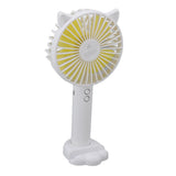 Hand Held Fan Portable USB Rechargeable Cute 3 Speed Wind Regulable ABS PC Battery Operated Fan for Travel White - Rear View