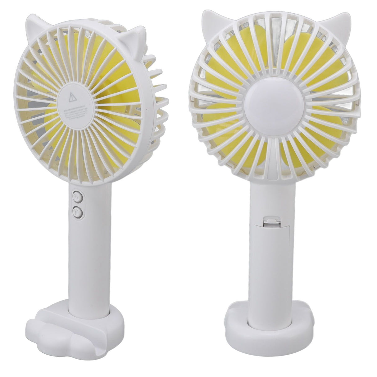 Hand Held Fan Portable USB Rechargeable Cute 3 Speed Wind Regulable ABS PC Battery Operated Fan for Travel White