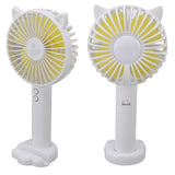Hand Held Fan Portable USB Rechargeable Cute 3 Speed Wind Regulable ABS PC Battery Operated Fan for Travel White - Low Angle