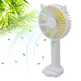 Hand Held Fan Portable USB Rechargeable Cute 3 Speed Wind Regulable ABS PC Battery Operated Fan for Travel White