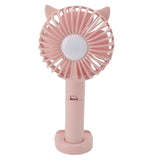Hand Held Fan Portable USB Rechargeable Cute 3 Speed Wind Regulable ABS PC Battery Operated Fan for Travel Pink