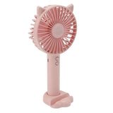 Hand Held Fan Portable USB Rechargeable Cute 3 Speed Wind Regulable ABS PC Battery Operated Fan for Travel Pink - Close-Up Angle
