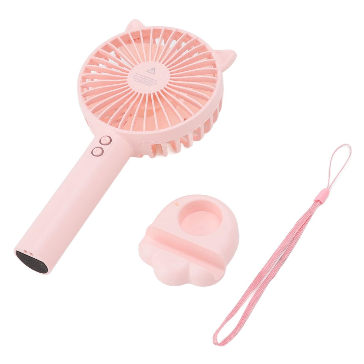 Hand Held Fan Portable USB Rechargeable Cute 3 Speed Wind Regulable ABS PC Battery Operated Fan for Travel Pink
