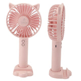 Hand Held Fan Portable USB Rechargeable Cute 3 Speed Wind Regulable ABS PC Battery Operated Fan for Travel Pink - Extra Image