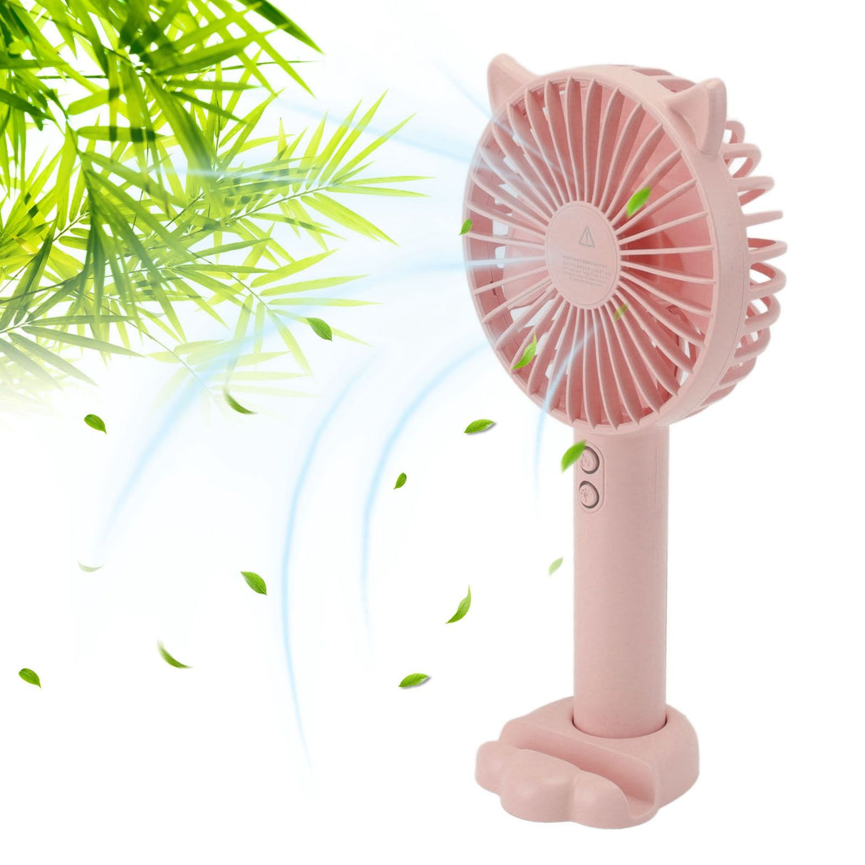 Hand Held Fan Portable USB Rechargeable Cute 3 Speed Wind Regulable ABS PC Battery Operated Fan for Travel Pink