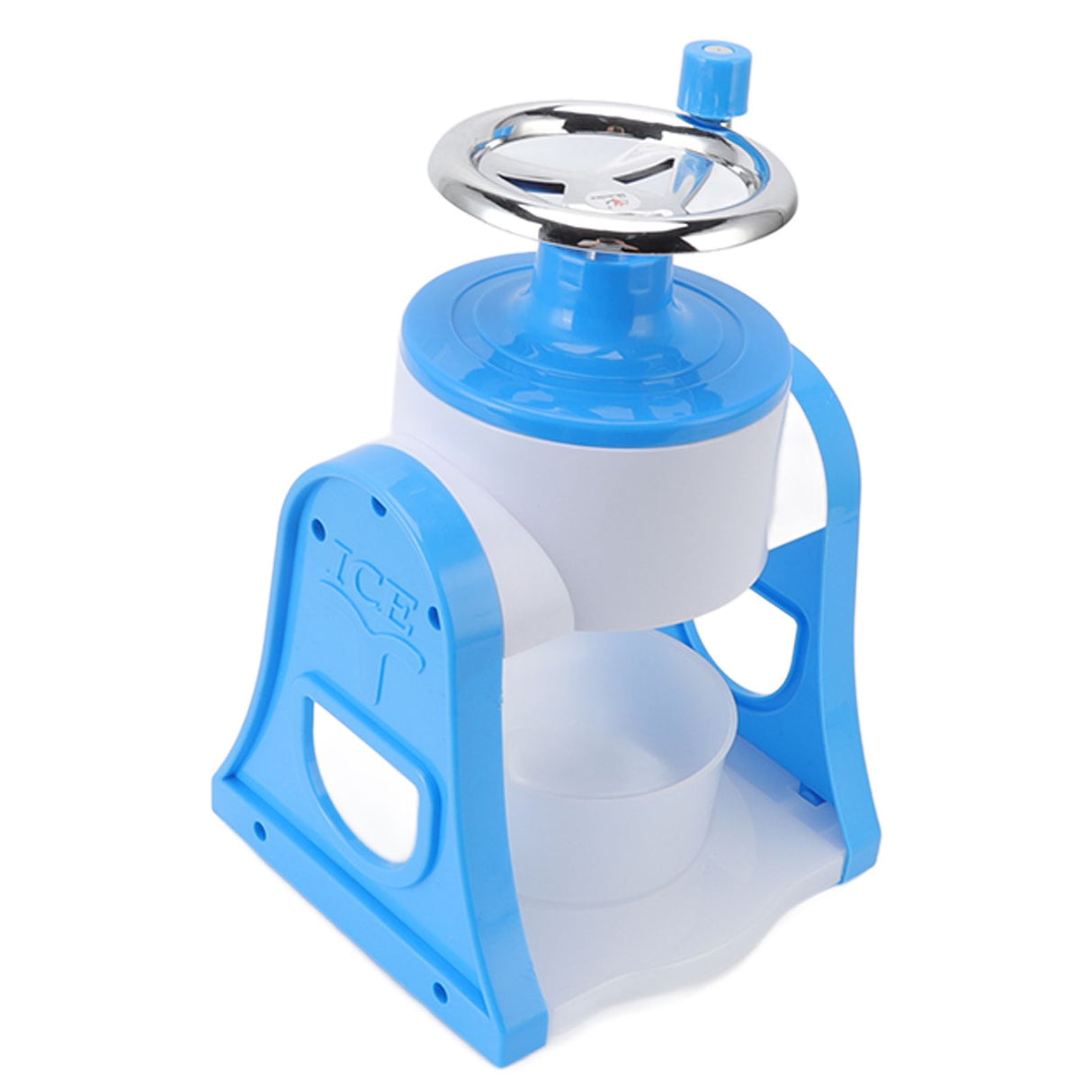 Hand Crank Shaved Ice Machine Stainless Steel Blades Safe Portable Ice Crusher for Home Restaurants Cafes Food Stalls Blue