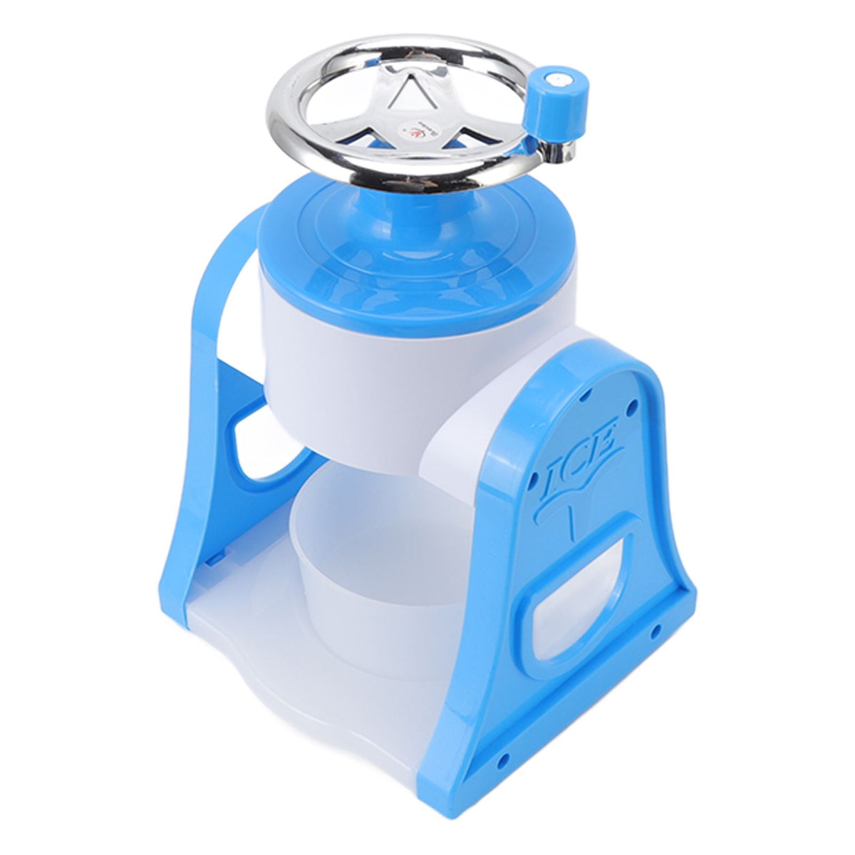 Hand Crank Shaved Ice Machine Stainless Steel Blades Safe Portable Ice Crusher for Home Restaurants Cafes Food Stalls Blue