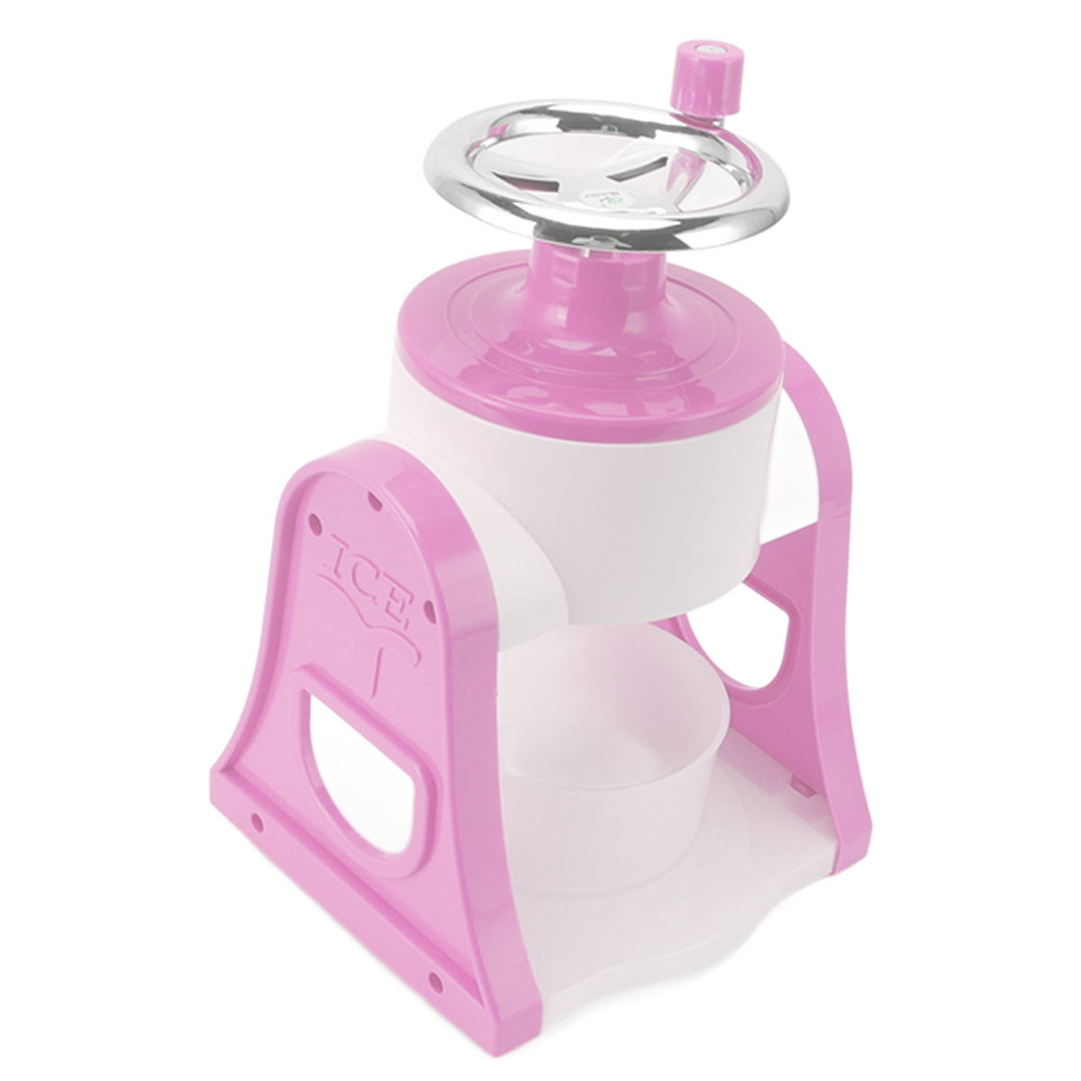 Hand Crank Shaved Ice Machine Stainless Steel Blades Safe Portable Ice Crusher for Home Restaurants Cafes Food Stalls Pink