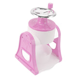 Hand Crank Shaved Ice Machine Stainless Steel Blades Safe Portable Ice Crusher for Home Restaurants Cafes Food Stalls Pink - Front View