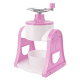 Hand Crank Shaved Ice Machine Stainless Steel Blades Safe Portable Ice Crusher for Home Restaurants Cafes Food Stalls Pink - Rear View