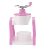Hand Crank Shaved Ice Machine Stainless Steel Blades Safe Portable Ice Crusher for Home Restaurants Cafes Food Stalls Pink - Close-Up Angle