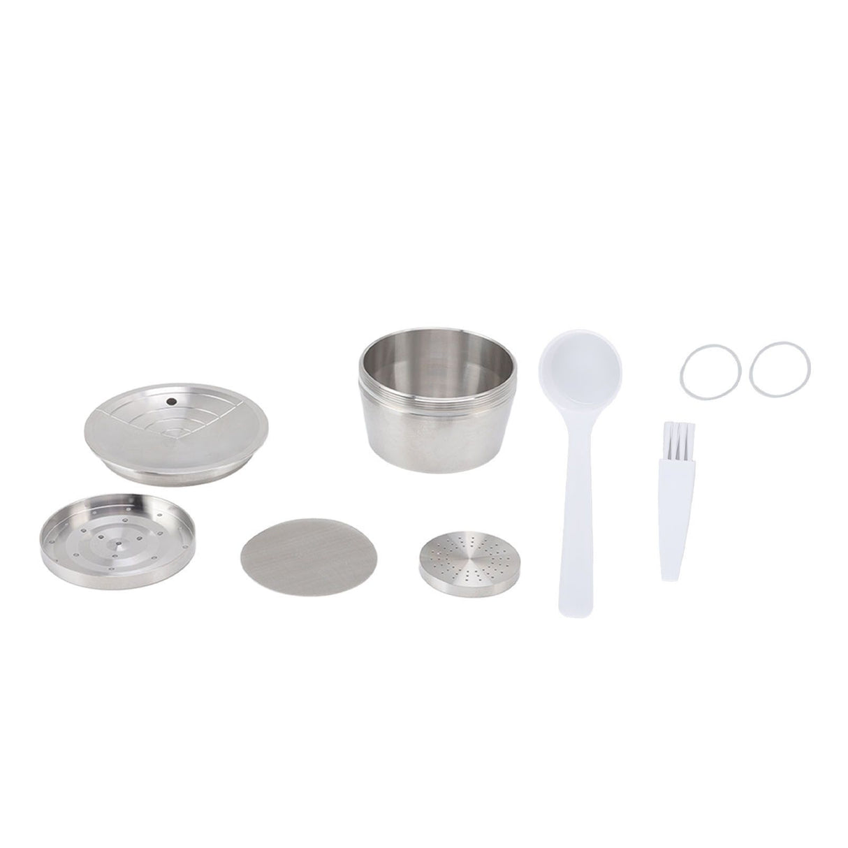 Stainless Steel Coffee Capsule Kit Reusable Filter Gasket Brush Spoon Powder Pressing Plate for EDG DG325