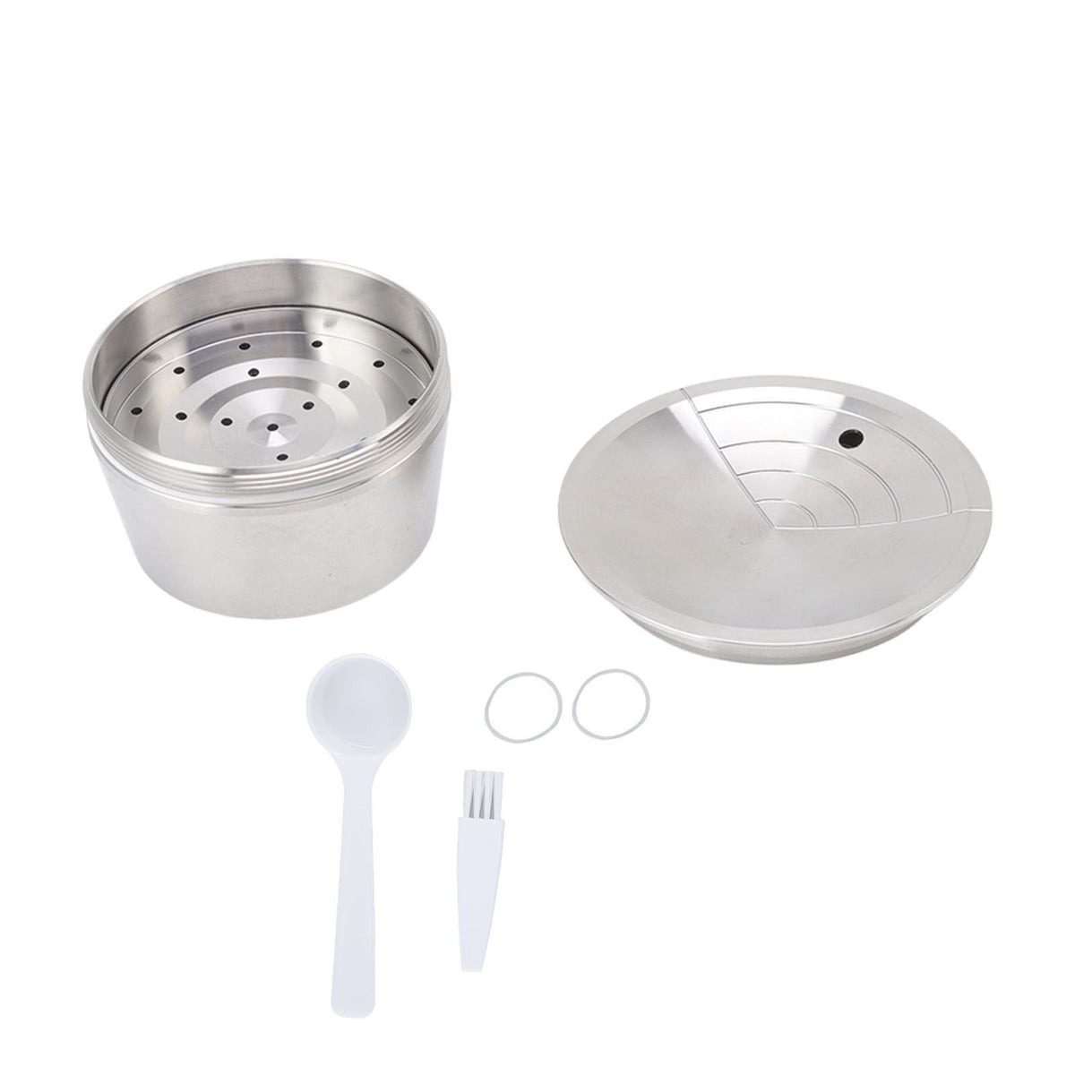 Stainless Steel Coffee Capsule Kit Reusable Filter Gasket Brush Spoon Powder Pressing Plate for EDG DG325
