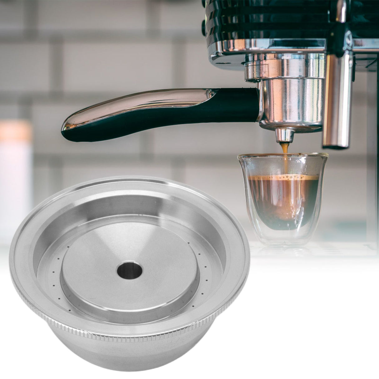 Reusable Coffee Capsule Filter Stainless Steel Refillable Coffee Machine Pod with Spoon Brush