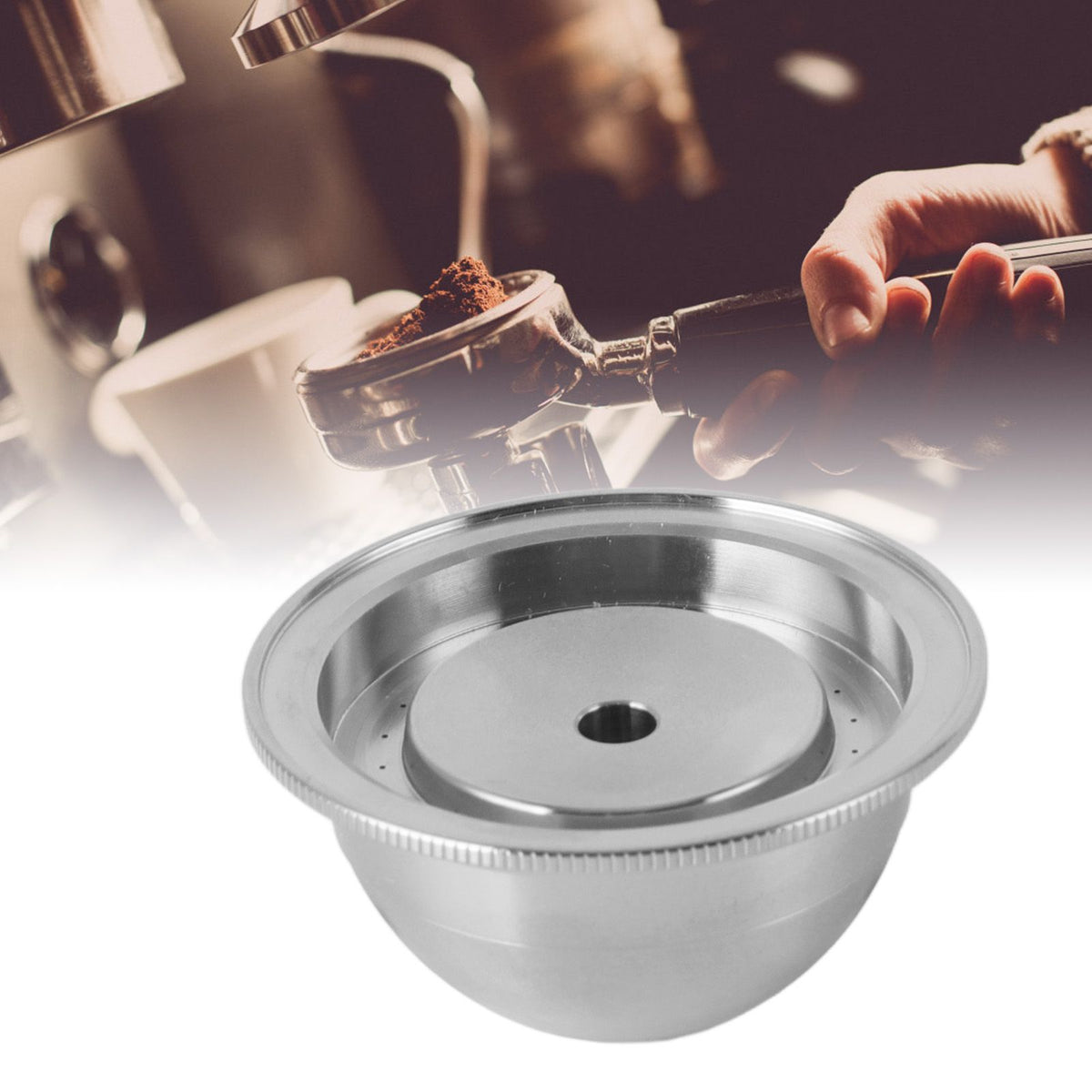 Reusable Coffee Capsule Filter Stainless Steel Refillable Coffee Machine Pod with Spoon Brush