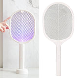 Electric Fly Swatter USB Charging Purple Light 3 Layers Safety Net Mosquito Swatter Racket with Base - Extra Image