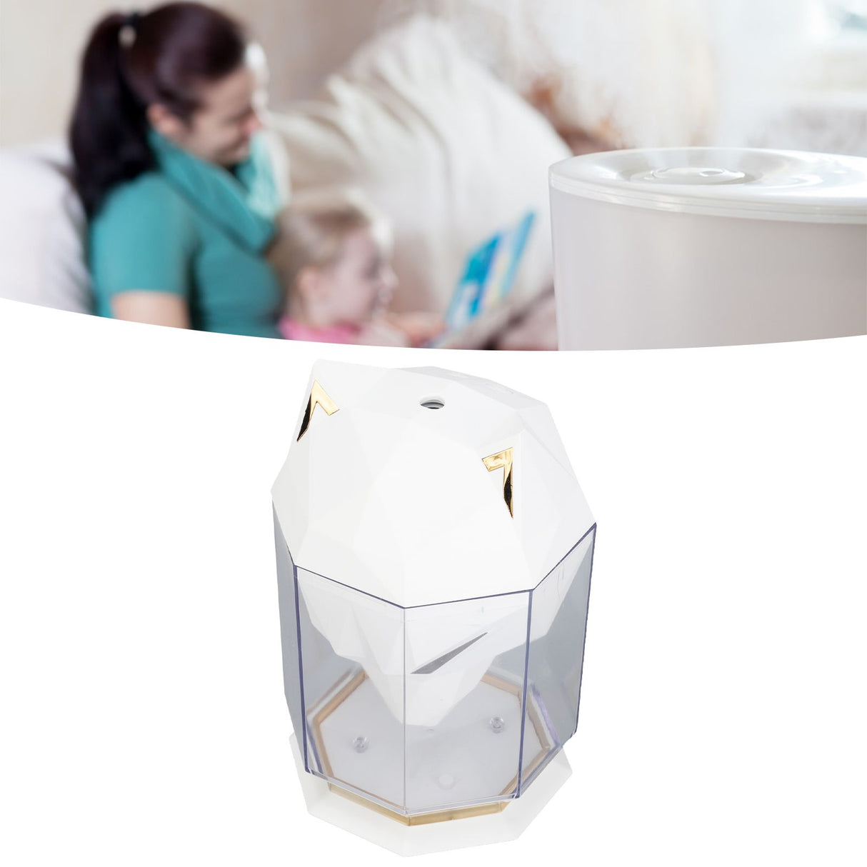 Air Humidifier Large Capacity Desktop Separated Electric Water Diffuser for Home Office White