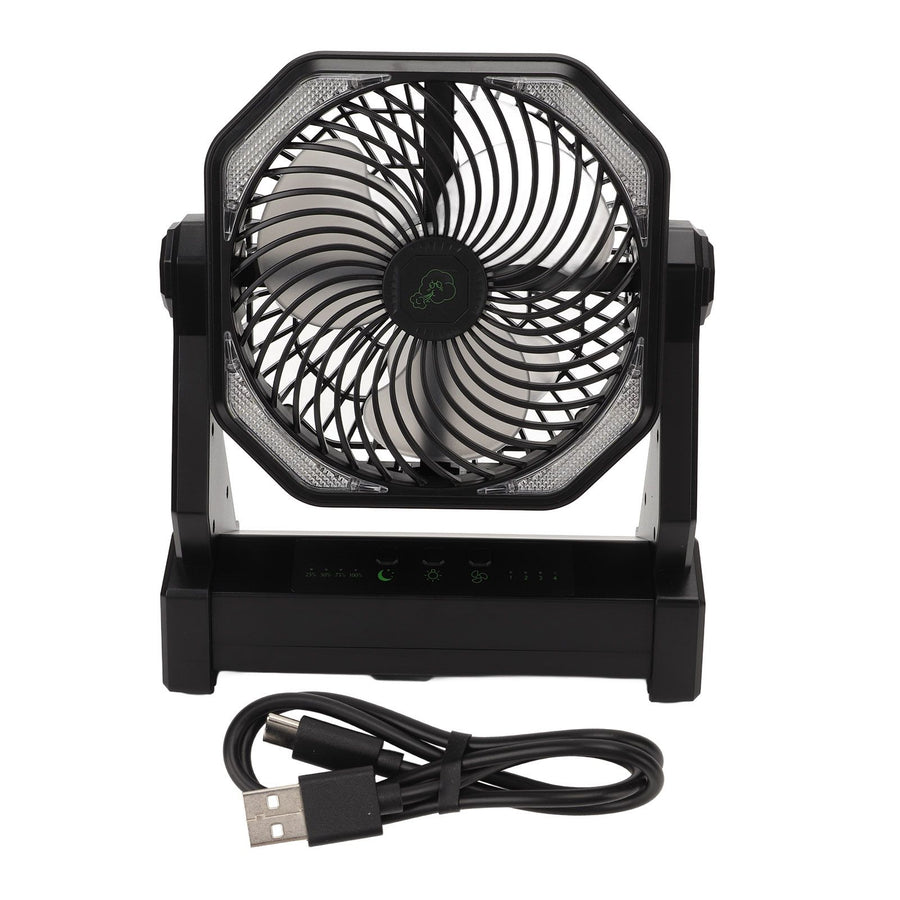 Camping Fan with LED Lantern 4 Levels 270 Degree Pivot Large Air Volume USB Rechargeable Outdoor Tent Fan